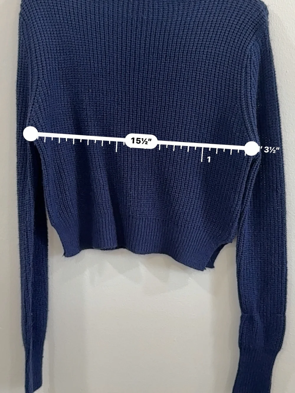 Navy Cropped Ribbed Turtleneck Sweater
